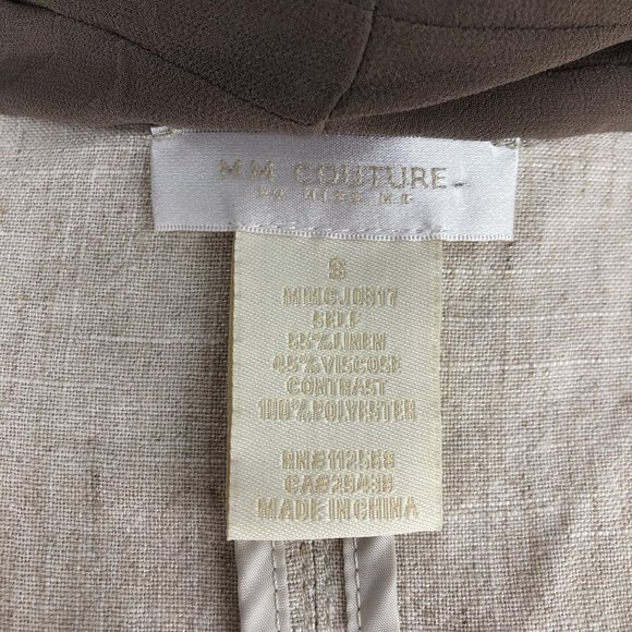 MM Couture Miss Me Women's Size Small Beige Brown Linen Blend Jacket Lightweight - Picture 9 of 11